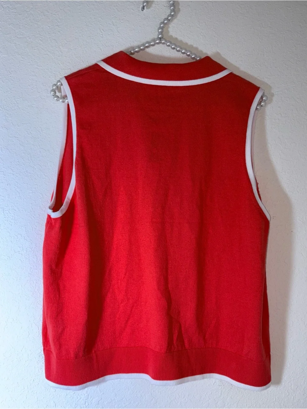 Michael Kors Red Sleeveless Polo Vest with White Trim size XL new tennis preppy